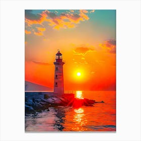 Sunset At The Lighthouse 1 Canvas Print