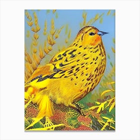 Yellowhammer Pointillism Bird Canvas Print