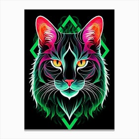 Neon Cat Portrait (6) Canvas Print