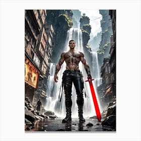 Muscular Barbarian Warrior Art Print #4 Canvas Print