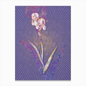Geometric Tall Bearded Iris Mosaic Botanical Art on Veri Peri Canvas Print