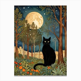 William Morris Cat In The Moonlight 25 Canvas Print