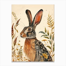 English Spot Blockprint Rabbit Illustration 1 Canvas Print