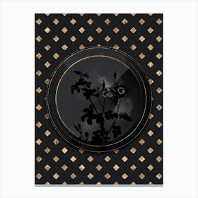 Shadowy Vintage Prickly Sweetbriar Rose Botanical in Black and Gold Canvas Print