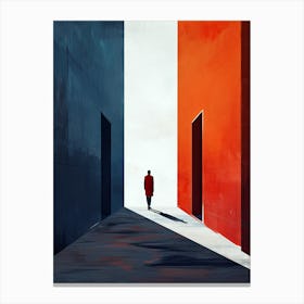 Man Walking Down A Hallway, UK Canvas Print