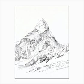 Ama Dablam Nepal Line Drawing 4 Canvas Print