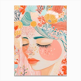 Portrait Of A Woman With Flowers Canvas Print