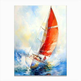 Watercolor Of A Sailboat sport Canvas Print