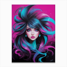 Blue Haired Girl 1 Canvas Print