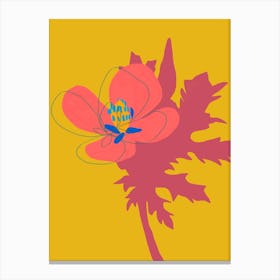 Flower On A Yellow Background Canvas Print