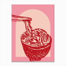 Pink Ramen Noodle Bowl Canvas Print