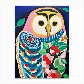 Maximalist Animal Painting Owl 1 Canvas Print