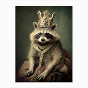 Vintage Portrait Of A Cozumel Raccoon Wearing A Crown 1 Canvas Print