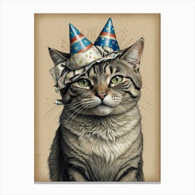 Cat In Party Hat Canvas Print