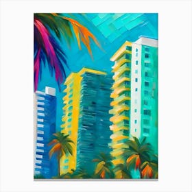 Tropical High-Rise Condos With Palm Trees Canvas Print