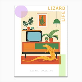 Lizard In The Living Room Modern Colourful Abstract Illustration 1 Poster Canvas Print