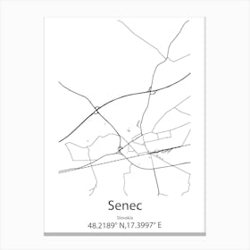 Senec,Slovakia Minimalist Map Canvas Print