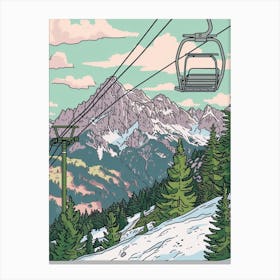 Zugspitze Germany Color Line Drawing Drawing (7) Canvas Print
