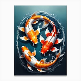 Koi Fish Yin Yang Painting (23) Canvas Print