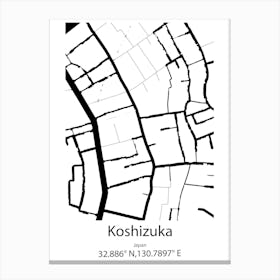 Koshizuka,Japan Minimalist Map Canvas Print