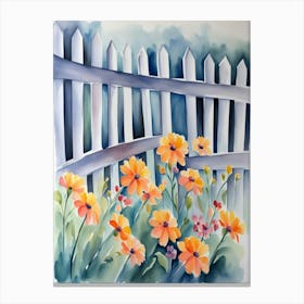 Fence And Flowers Canvas Print