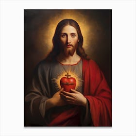 Sacred Heart Of Jesus, Oil On Canvas Portuguese School, 19th Century 013 Canvas Print