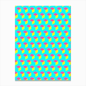 Cube Pattern Turquoise Minimal Abstract Canvas Print