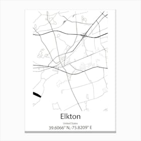 Elkton,United States Minimalist Map Canvas Print