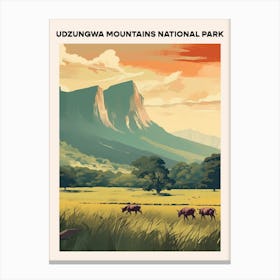 Udzungwa Mountains National Park Midcentury Travel Poster Canvas Print
