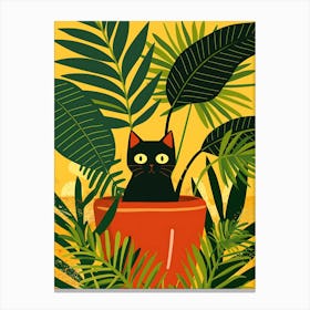 Black Cat In A Pot 1 Canvas Print