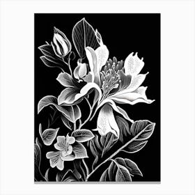 Rhododendron Leaf Linocut 1 Canvas Print