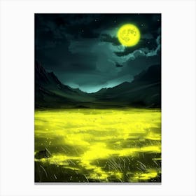 Moonlight In The Field Canvas Print