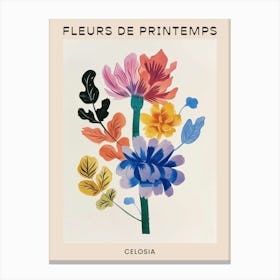 Spring Floral French Poster  Celosia 1 Canvas Print