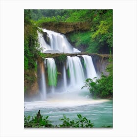Kuang Si Falls, Laos Realistic Photograph (1) Canvas Print