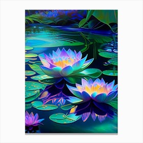 Water Lilies, Waterscape Holographic 2 Canvas Print