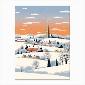 Retro Winter Illustration Cotswolds United Kingdom 3 Canvas Print