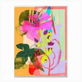 Geranium 1 Neon Flower Collage Canvas Print