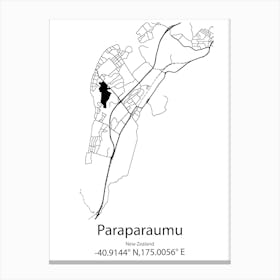 Paraparaumu Beach,New Zealand Minimalist Map Canvas Print