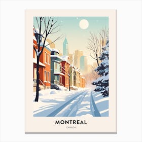 Vintage Winter Travel Poster Montreal Canada 2 Canvas Print