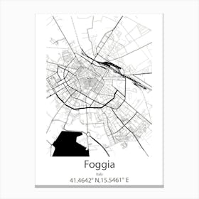 Foggia,Italy Minimalist Map Canvas Print