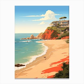 Malibu Beach California, Usa, Flat Illustration 4 Canvas Print