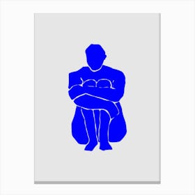 Blue Girl Sitting Canvas Print