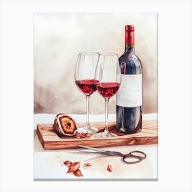 Wine Bottle And Glasses Canvas Print