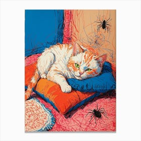Cat With Spiders Canvas Print