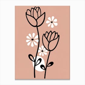 Flowers On A Pink Background Canvas Print