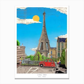 Paris Eiffel Tower Cityscape Art Canvas Print