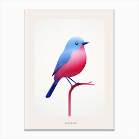 Minimalist Bluebird 2 Bird Poster Canvas Print