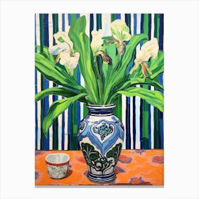 Flowers In A Vase Still Life Painting Iris 2 Canvas Print