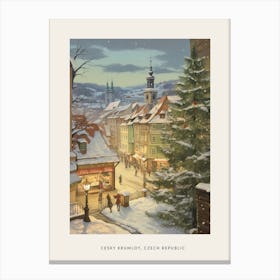 Vintage Winter Poster Cesky Krumloy Czech Republic 2 Canvas Print