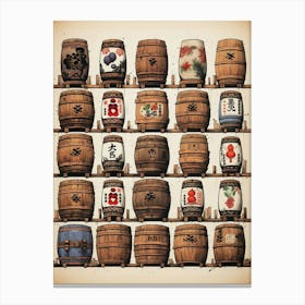 Sake Barrels Japanese 7 Canvas Print